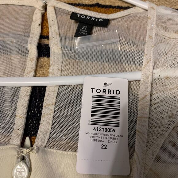 Torrid Midi Mesh Flutter Sleeve Dress Pristine Starburst Wedding Bridal Midi 2X - Picture 8 of 13